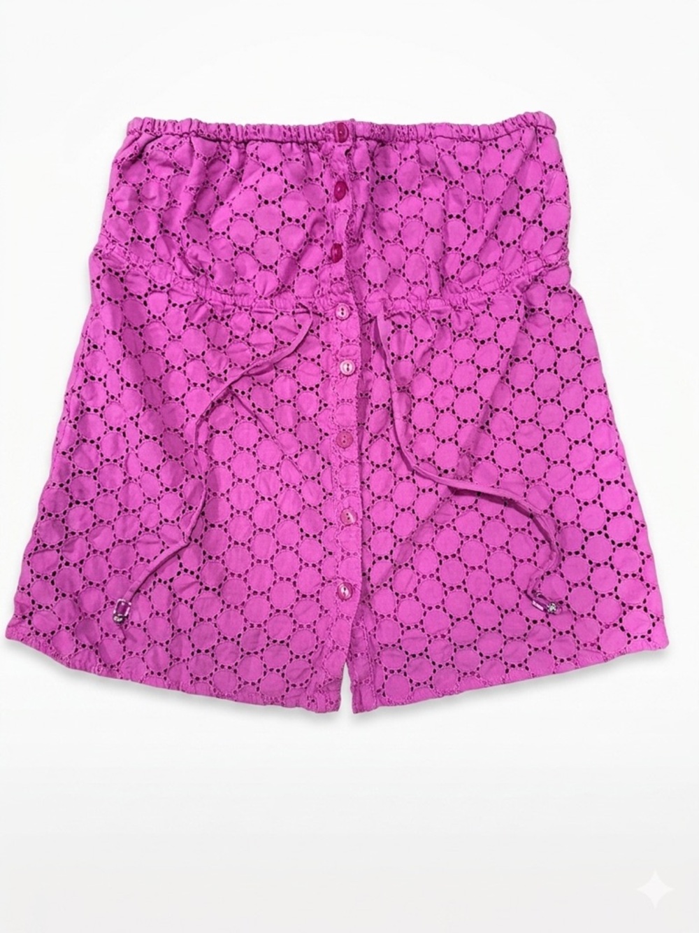 GUESS Fuchsia Pink Eyelet Strapless Button-Down Top Size Medium